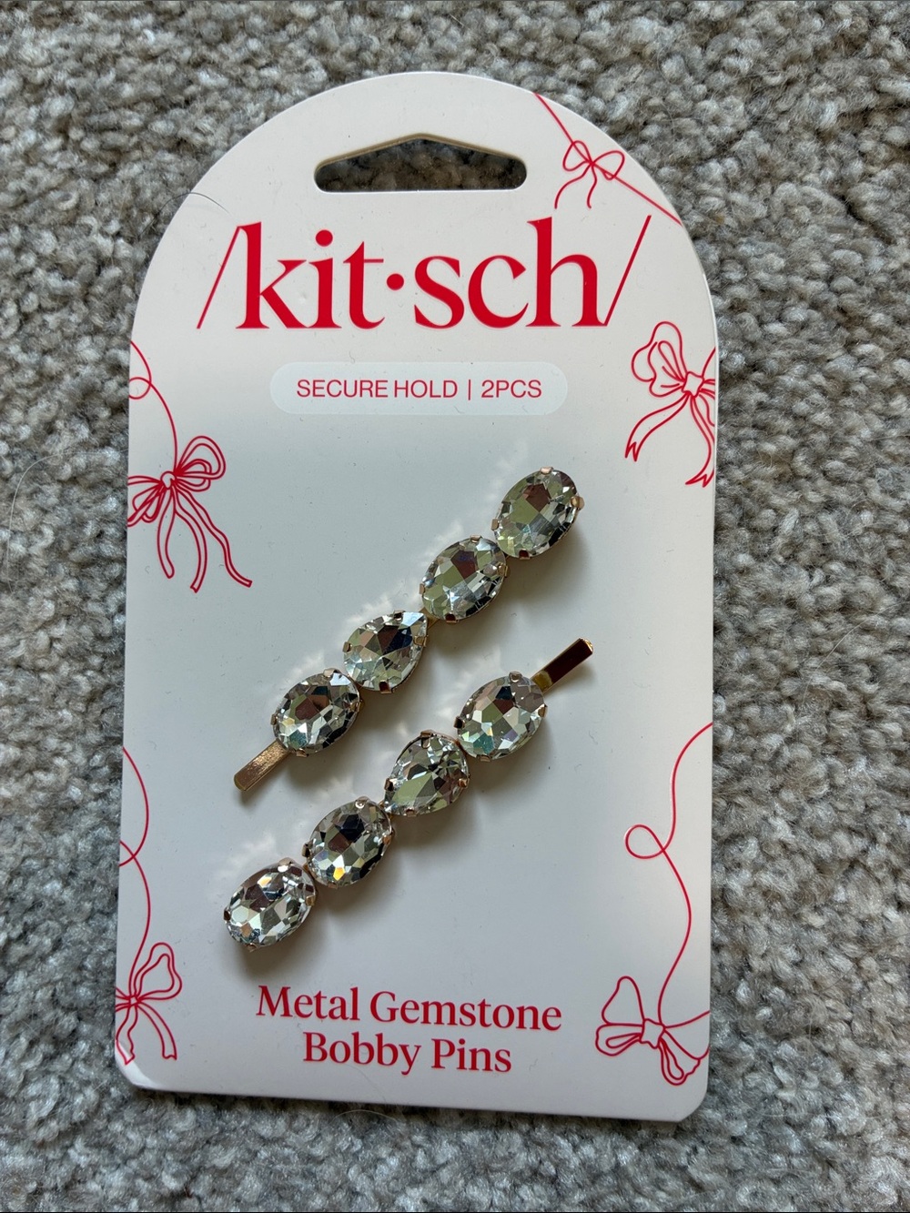 Kitsch Gold-Tone Bobby Pins with Clear Gemstones